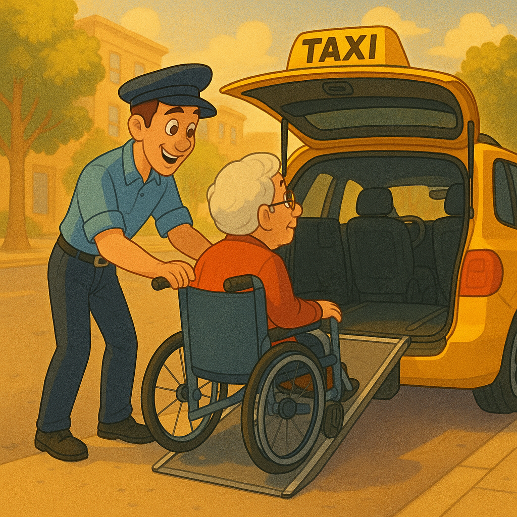 Rollstuhlfahrt mit Taxi Karls